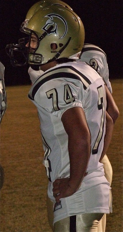 Image: Gladiator kicker Braulio Luna(74) gets ready for the game.