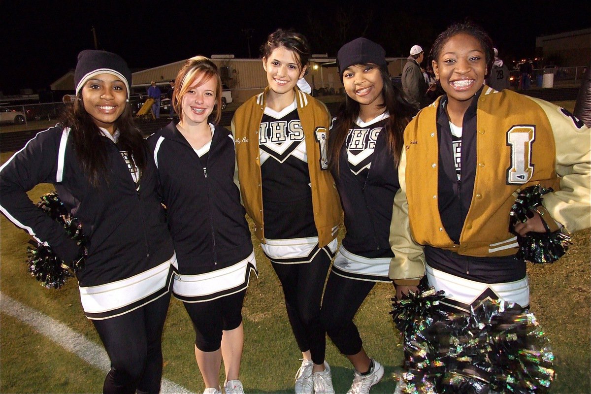 Image: IHS cheerleaders Ashley Harper, Felicia Little, Beverly Barnhart, Destani Anderson and Jameka Copeland are all decked out in their Gladiator gear.