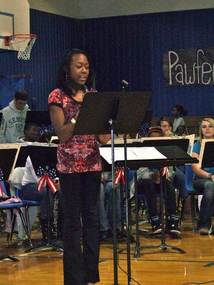 Image: K’Breona Davis reciting Celebrating America’s Veterans.