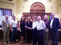 Image: Bertha and Julius Podhrasky and their granddaughter, Tricia Hambrick, were present to receive the Court’s proclamation.