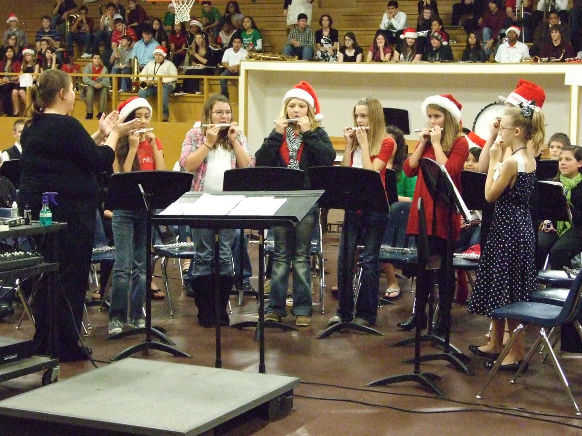 Image: Assistant Director, Erica Miller, explained the flautists can change the notes depending how their mouth is shaped.