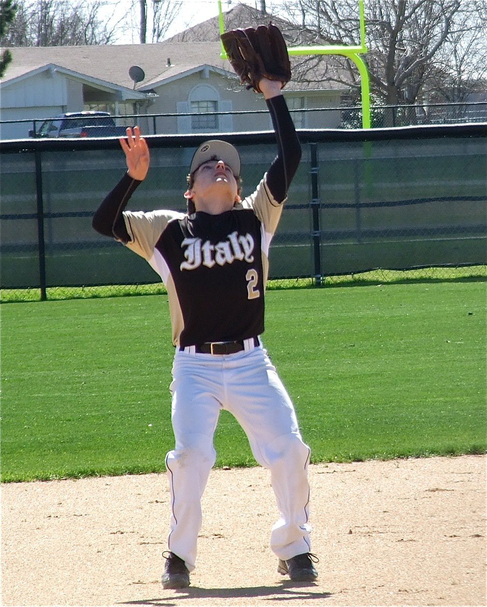 Image: Italy shortstop Chace McGinnis(2) gets under a pop-up.