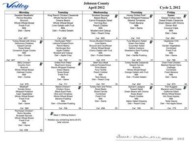 Image: April 2012 Meal Calendar