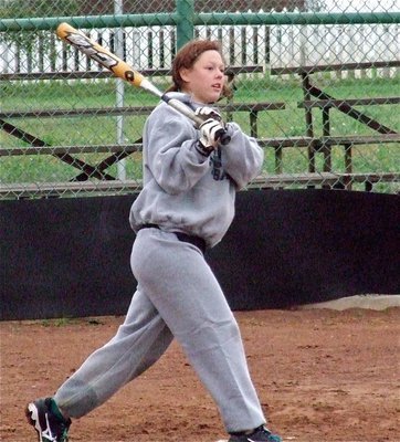 Image: Freshman Lady Gladiator Bailey Eubank works on her batting.
