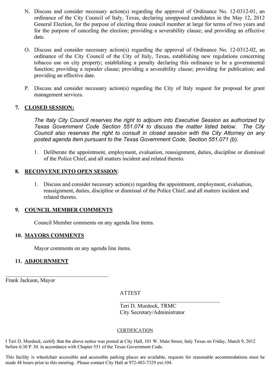 Image: Agenda: Italy City Council 3/12/13 – page 2