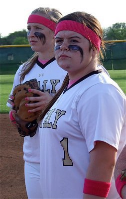 Image: Jaclynn Lewis(15) and Bailey Deborde(1) are determined to beat Maypearl and defeat cancer.