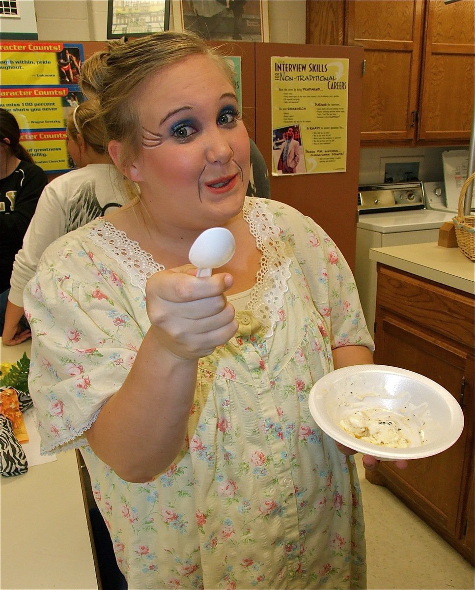 Image: Pointing her spoon as if it was Captain Kuroda’s sword is, Drenda Burk, who played Kamikazi Kate’s mother.