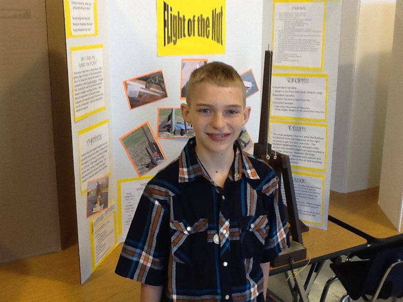 Image: A close up of Colton Allen’s trebuchet exhibit.