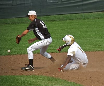 Image: Stealing second base is Marvin Cox(1).