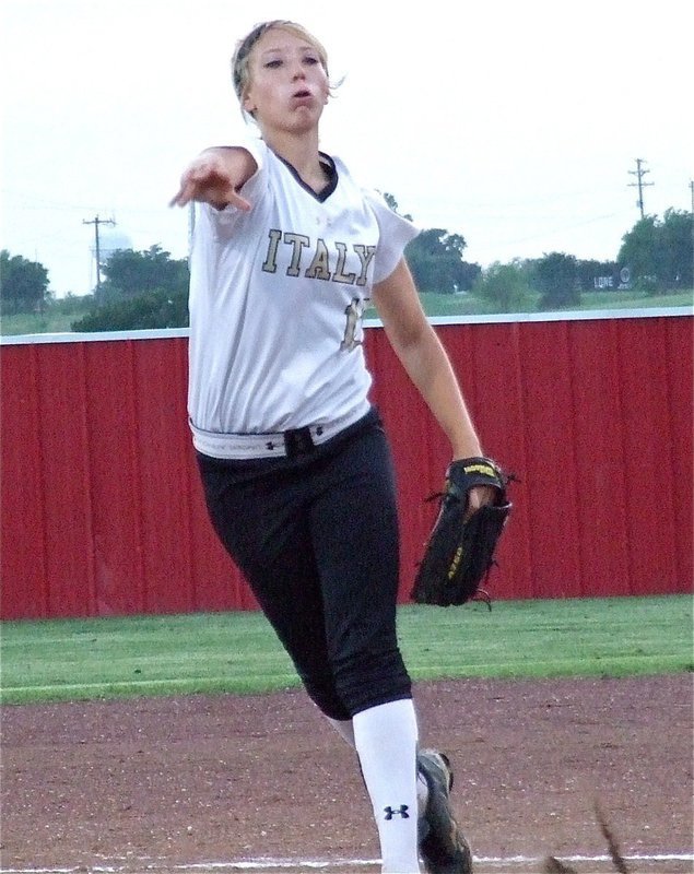 Image: Lady Gladiator, Megan Richards(17), is still working in the late innings.