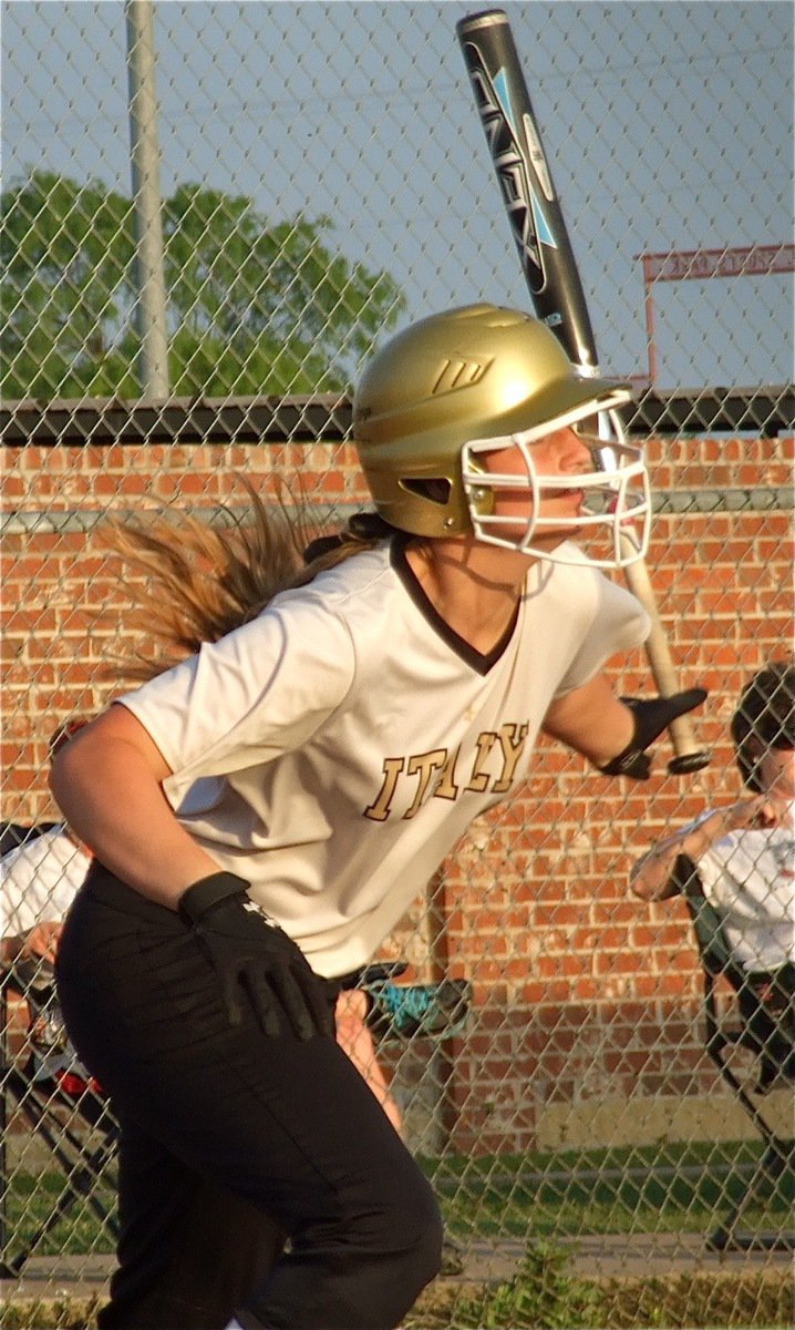 Image: Madison Washington, hits a single into the Lady Panther outfield.