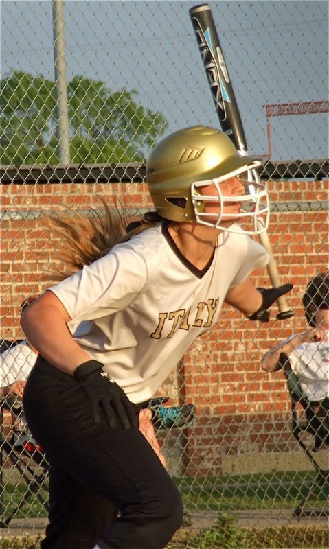 Image: Madison Washington, hits a single into the Lady Panther outfield.