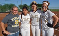 Image: The 2012 Lady Gladiator Seniors are Drenda Burk, Alma Suaste(7), Megan Richards(17) and Bailey Bumpus(18).