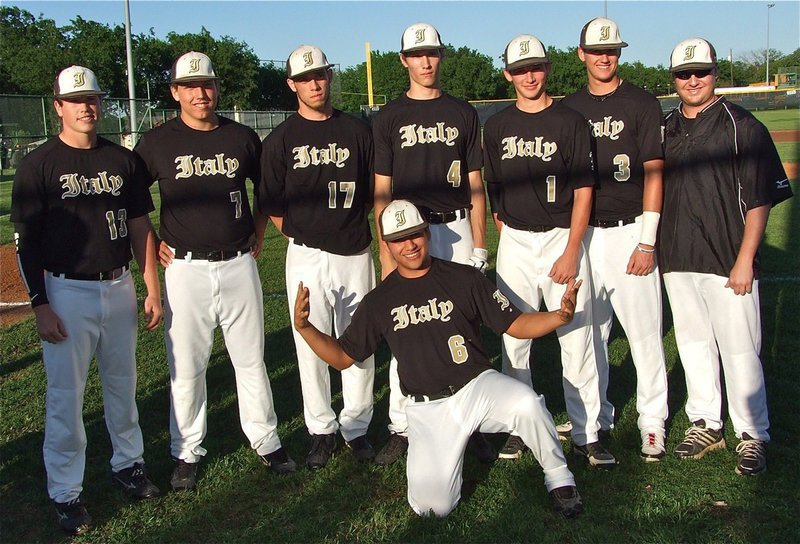 Image: The 2012 Senior Gladiators are: Justin Buchanan(13), Kyle Jackson(7), Brandon Souder(17), Alex DeMoss(4), Ross Stiles(1), Jase Holden(3), and, Omar Estrada(6). Head coach, Josh Ward, is on the far right.