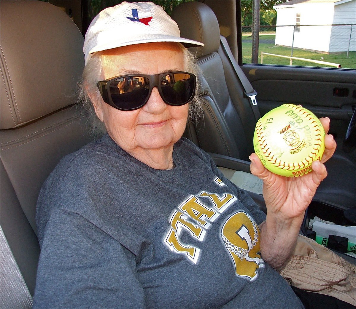 Image: Alice Riddle was also honored with an autographed softball giving to her by the Lady Gladiators for attending their games.