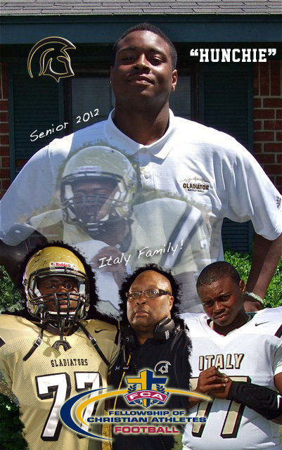 Image: The conquering hero: A 1st team all-district offensive/defensive lineman for the 2011-2012 Italy Gladiators, Larry Mayberry, Jr., was selected to participate in the Fellowship of Christian Athletes’ 4th annual Super Centex Victory Bowl which will take place on June 9, 2012 at Baylor University’s Floyd Casey Stadium, kicking off at 6:30 p.m.