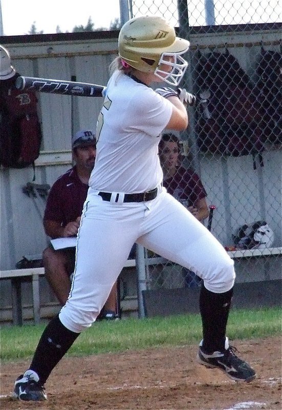 Image: Lady Gladiator, Jaclynn Lewis(15). connects early in game 1.