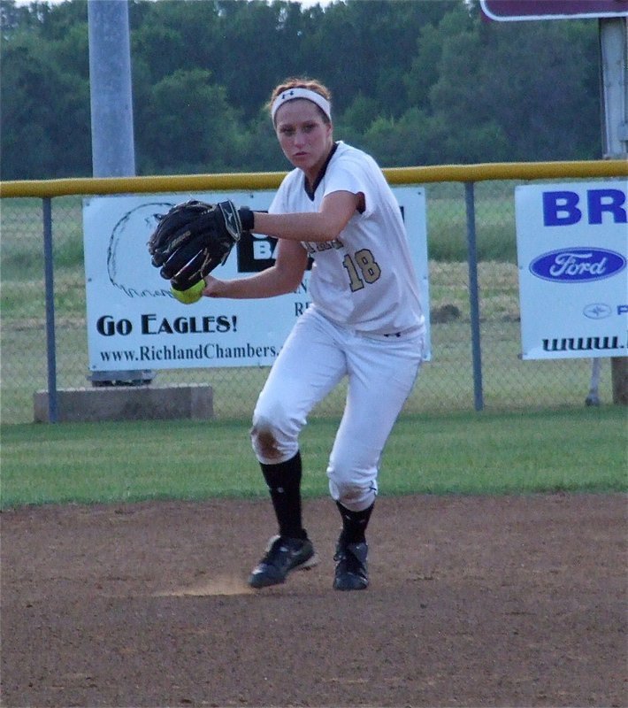 Image: Italy’s, Bailey Bumpus(18) makes a play from her shortstop position.
