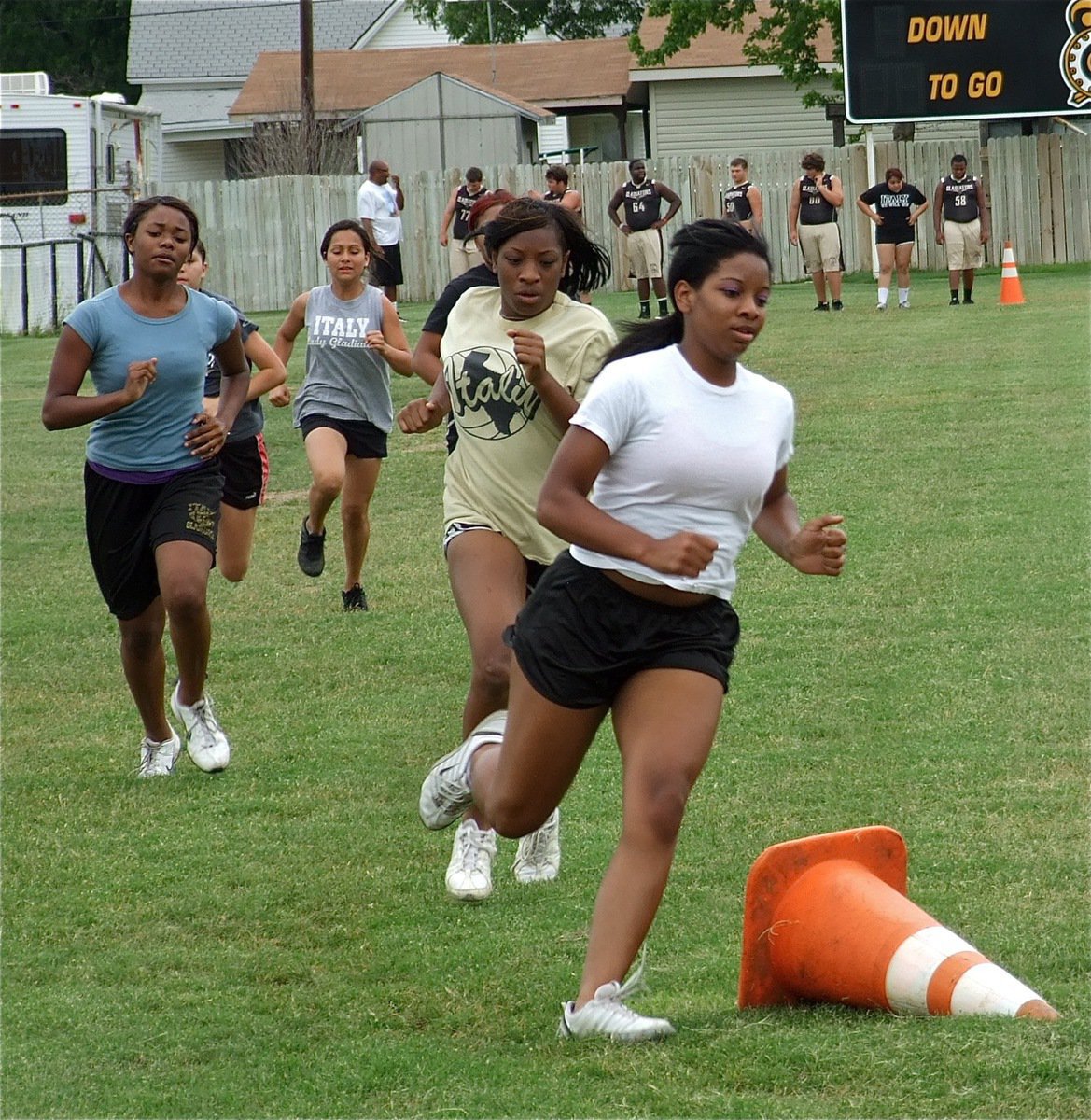 Image: Bernice Hailey and Jameka Copeland help set the pace for the Lady Gladiators.