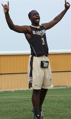 Image: Directing the receiving corp and making the play call is Marvin Cox. Even Gladiator Regiment Marching Band director, Jesus Perez, would be impressed with this production.