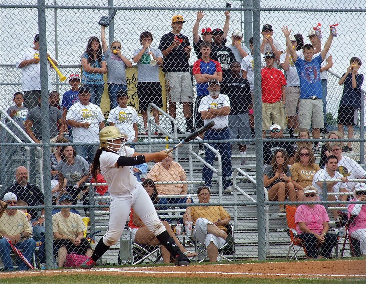 Image: Alyssa Richards(9) delivers a shot to the joy of Lady Gladiator fans.