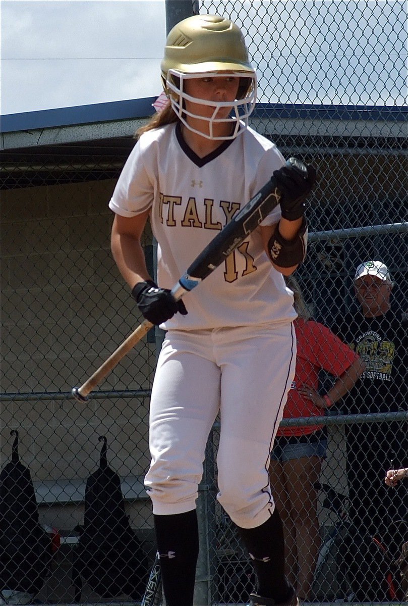 Image: Bailey Eubank(11), also a freshman Lady Gladiator, prepares to bat.