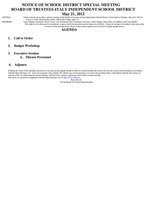 Image: Called Meeting – Agenda