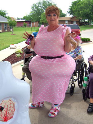 Image: Dodie Chambers (nurse) all “decked out” for clown day.