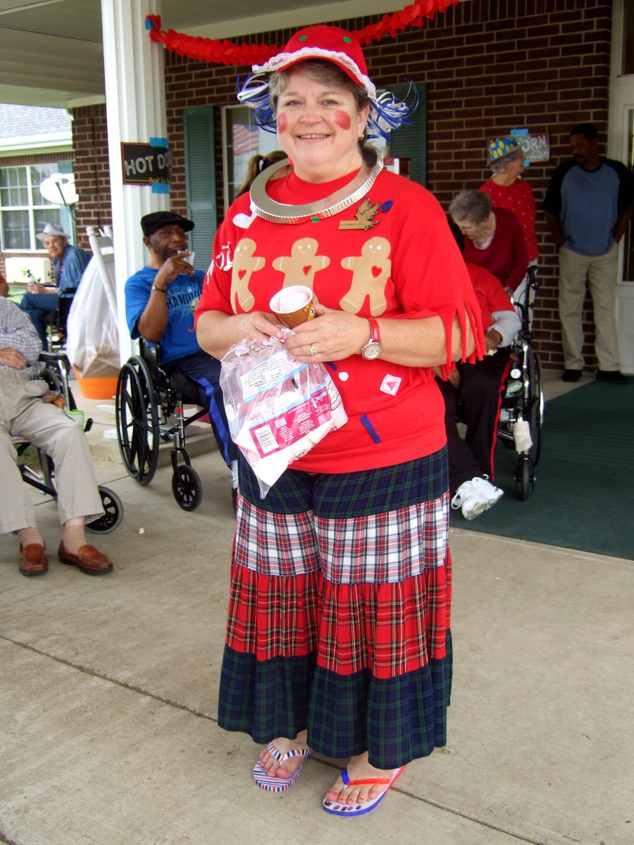 Image: Another staff member at Trinity dressed up for clown day.