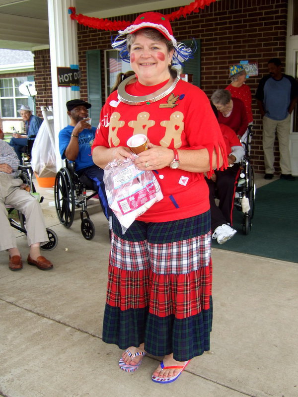 Image: Another staff member at Trinity dressed up for clown day.