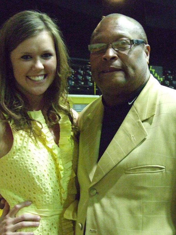 Image: Sunshine!  Kaitlyn Rosa and Coach Larry Mayberry brighten the place up with their smiles.