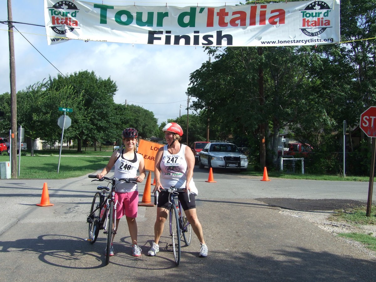 Image: The Varners finish with a grin and 1 hour and 20 minutes under their belt.