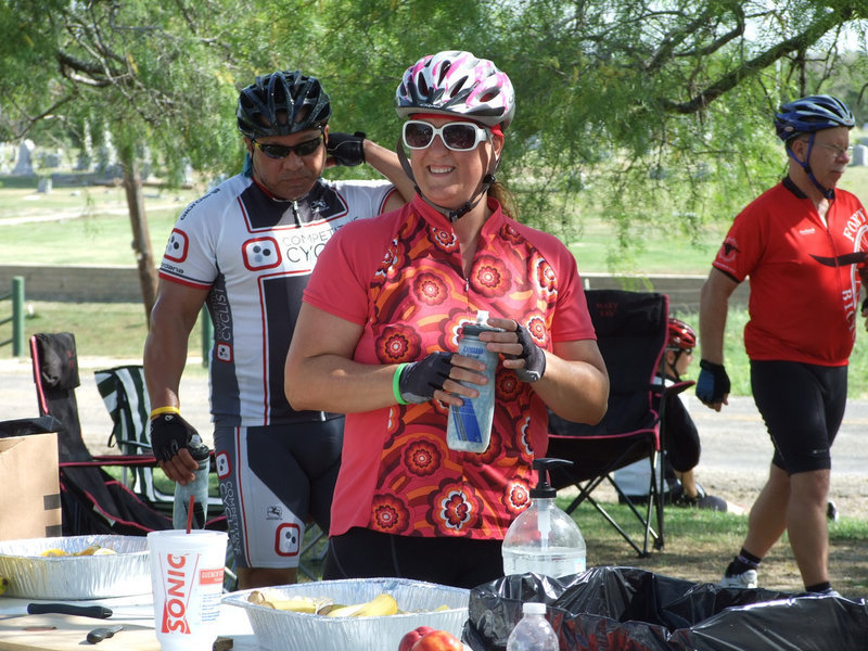 Image: Frost rest stop includes cold fruit, water and music from local resident, Carl Cassady.