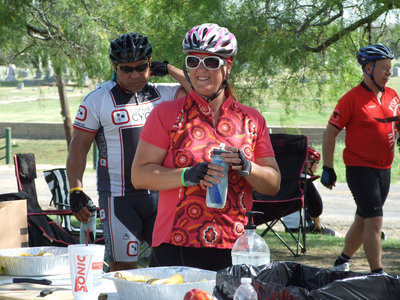 Image: Frost rest stop includes cold fruit, water and music from local resident, Carl Cassady.