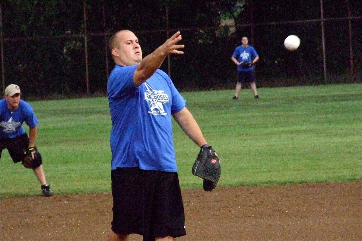 Image: Pitching the entire way for the Italy Police Department is Brad Elliott.