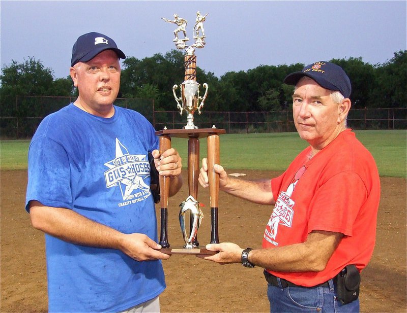 Image: Police Chief Diron Hill and Italy Firefighter Donald Chambers teamed up their departments for a great cause to support the Italy Police Department’s “Shop with a Cop” charity.