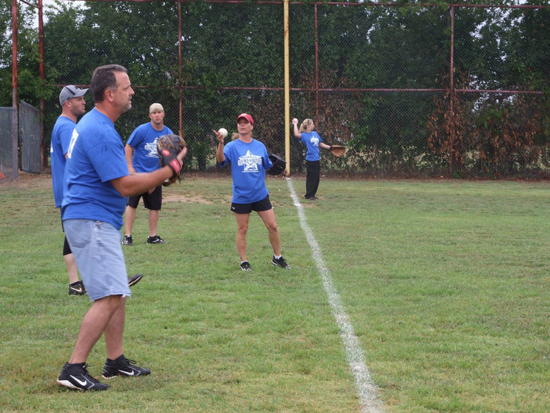 Image: Warm up time for the police team.