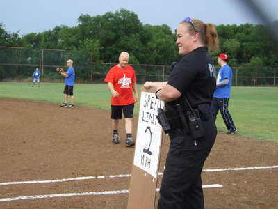 Image: Officer Jamie Thompson slows the runners to a snail’s pace.