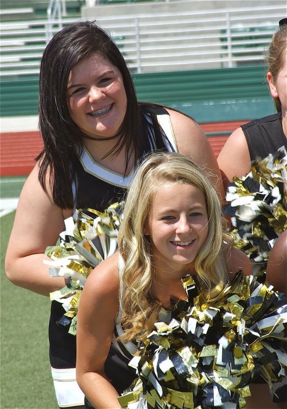 Image: Bailey DeBorde and Britney Chambers are all smiles during filming.