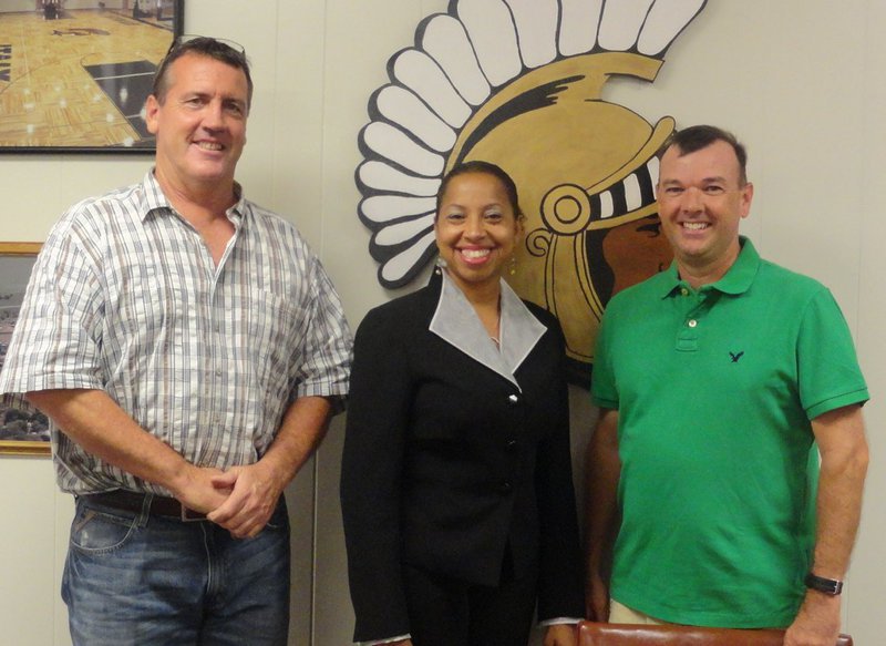 Image: School board members Russ Lewis and Paul Cockerham welcome Myla Wilson