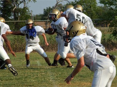 Image: Shad Newman, a junior, gets into the clear during 11-on-11.