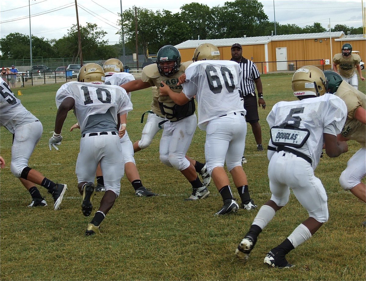 Image: Ryheem Walker(10) takes off into the beaks of the Eagle defenders.