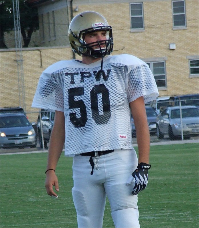 Image: Gladiator Zackery Boykin(50) absorbs the moment before taking on Waco Reicher.