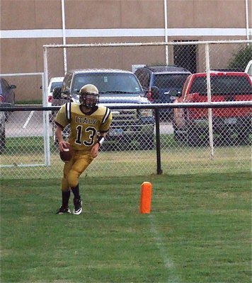 Image: Ryan Connor rushes in for the 2-point conversion.