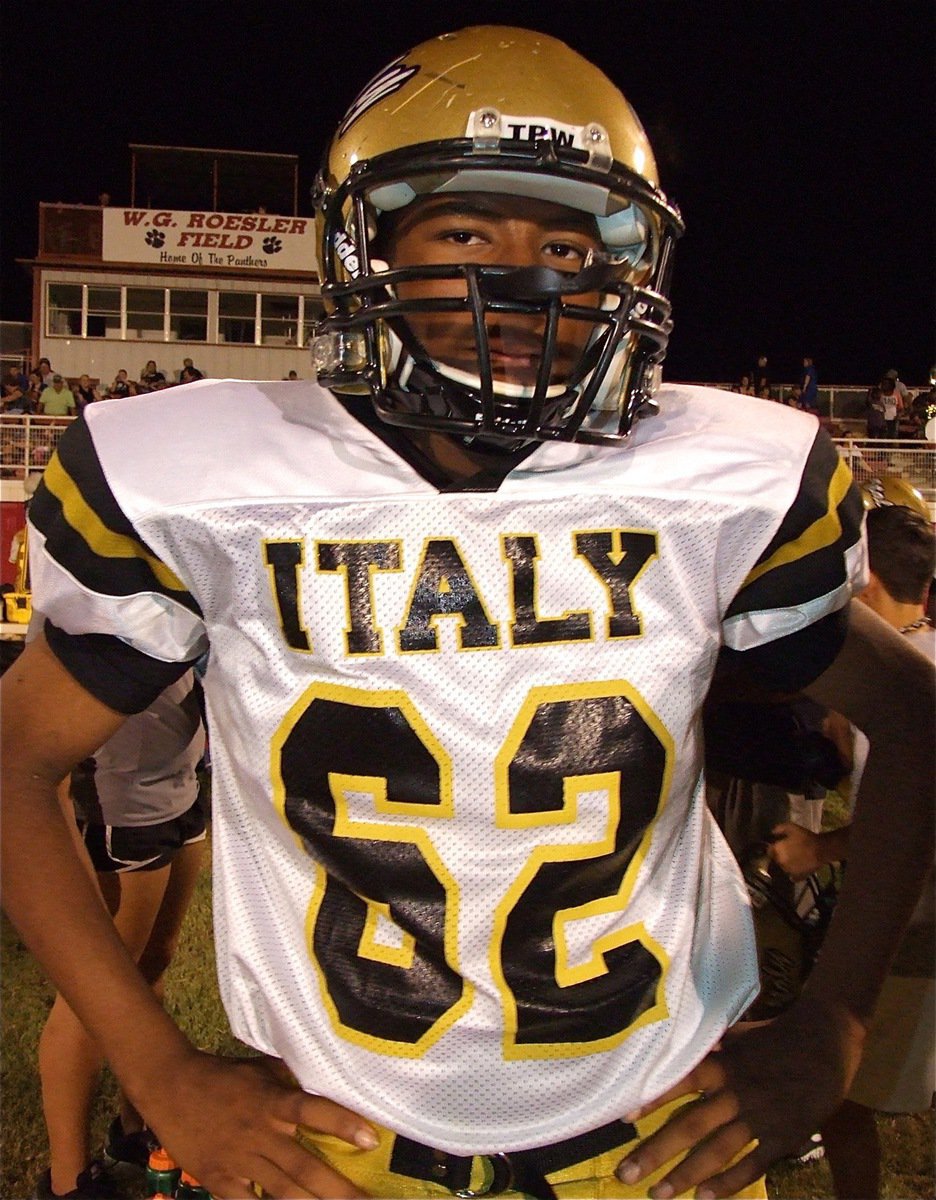 Image: John “Squirt” Hughes(62) helped ensure Italy’s kickoff return team would be effective against the Panthers.