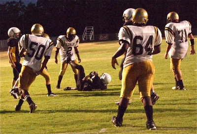 Image: Italy’s Marvin Cox(2) decks a Tiger receiver.
