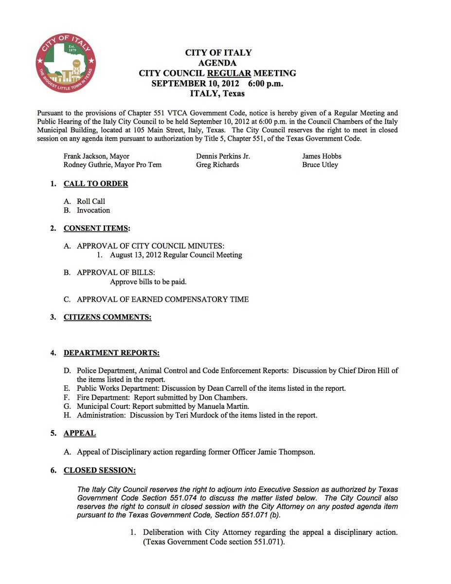 Image: Agenda – page 1