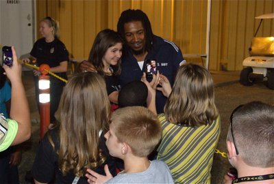 Image: Former Dallas Cowboy safety Keith Davis was on hand to watch Italy take on Hubbard. Originally a Gladiator, Davis obliged young fans who wanted his picture throughout the game.