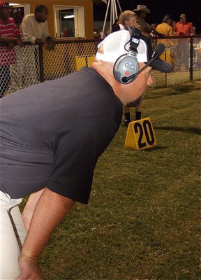 Image: Gladiator head football coach Hank Hollywood looks on as Italy’s defense tries to keep Hubbard out of the end zone.