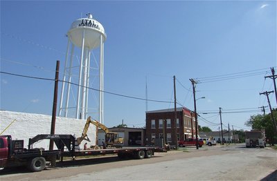 Image: A street view of the work site located next to the Italy Fire Department which faces Harpold Street.